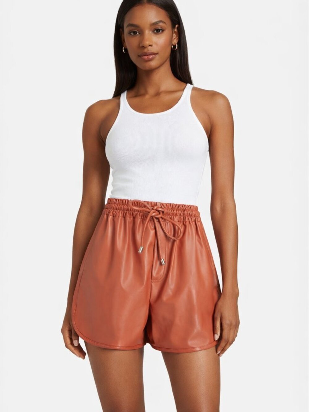 A.L.C. Ryder Shorts Vegan Leather Elastic Drawstring Waist